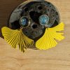 Boucles d’oreilles Cyanotype & Ginkgo jaune - Image 2
