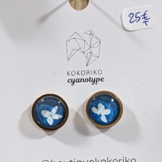 Boucles d'oreilles cyanotypes